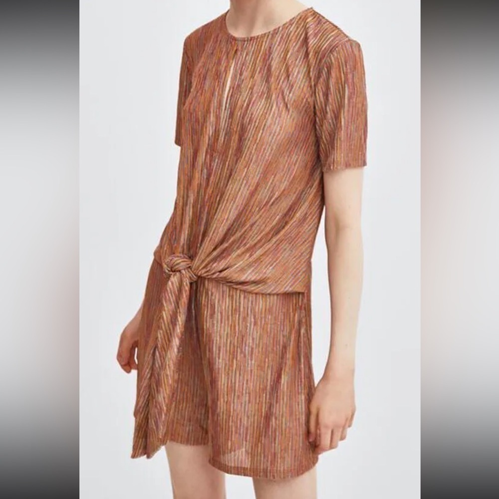 Zara Multi Color Keyhole Cutout Striped Romper Small